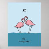 Monogram Twee Roze Flamingo's op het Water Citaat Poster (Voorkant)