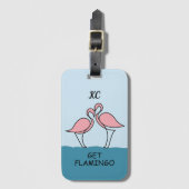 Monogram Twee Roze Flamingo's op het Water Quote Bagagelabel (Voorkant (verticaal))