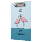 Monogram Twee Roze Flamingo's op het Water Quote Klembord (Links)