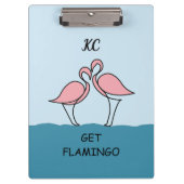 Monogram Twee Roze Flamingo's op het Water Quote Klembord (Voorkant)
