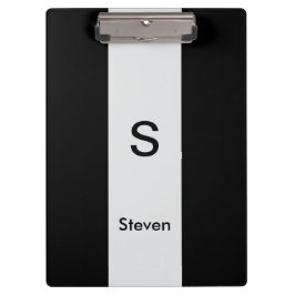 Monogram Twee Tinten Modern Zwart en Lichtgrijs Klembord