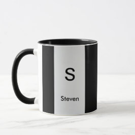 Monogram Twee Tinten Modern Zwart en Lichtgrijs Mok