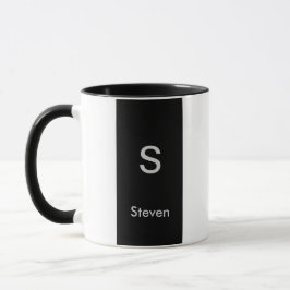 Monogram Twee Tinten Modern Zwart en Wit Mok