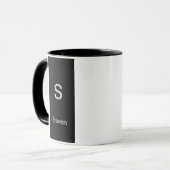 Monogram Twee Tinten Modern Zwart en Wit Mok (Voorkant links)