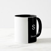 Monogram Twee Tinten Modern Zwart en Wit Mok (Voorkant rechts)