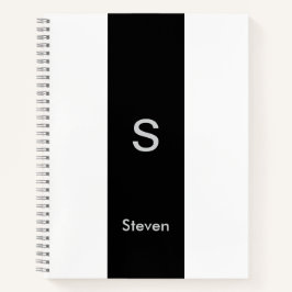 Monogram Twee Tinten Modern Zwart en Wit Notitieboek