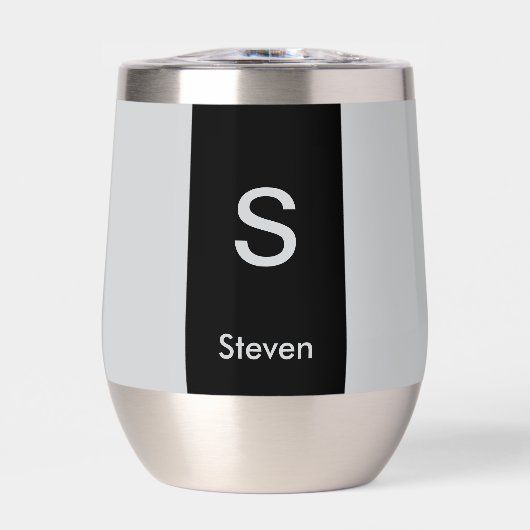 Monogram Twee Tone Modern Zwart en Grijs (Voorkant)