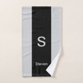 Monogram Twee Tone Modern Zwart en Grijs Bad Handdoek (Handdoek)