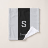Monogram Twee Tone Modern Zwart en Grijs Bad Handdoek (Wasdoekje)