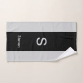Monogram Twee Tone Modern Zwart en Grijs Bad Handdoek (Handdoek)