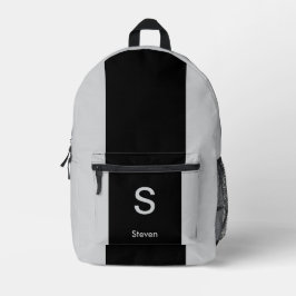 Monogram Twee Tone Modern Zwart en Grijs Bedrukte Rugzak