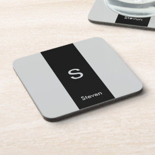 Monogram Twee Tone Modern Zwart en Grijs Bier Onderzetter