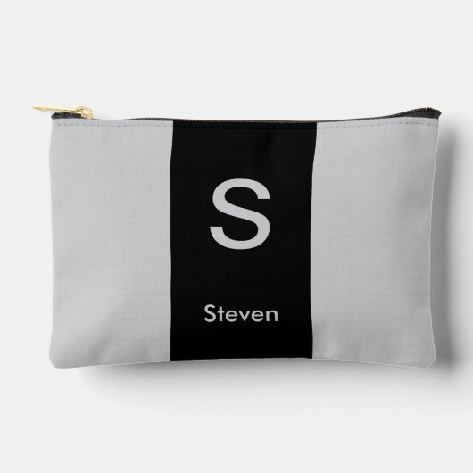 Monogram Twee Tone Modern Zwart en Grijs Etui (Voorkant)