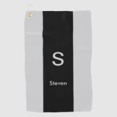 Monogram Twee Tone Modern Zwart en Grijs Golfhanddoek (Voorkant)