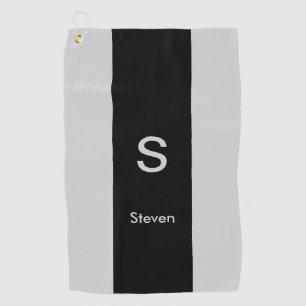 Monogram Twee Tone Modern Zwart en Grijs Golfhanddoek