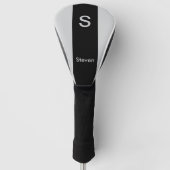 Monogram Twee Tone Modern Zwart en Grijs Golfheadcover (Voorkant)