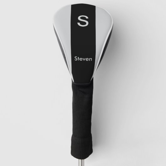 Monogram Twee Tone Modern Zwart en Grijs Golfheadcover (Voorkant)