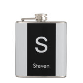 Monogram Twee Tone Modern Zwart en Grijs Heupfles (Voorkant)