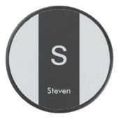 Monogram Twee Tone Modern Zwart en Grijs Hockey Puck (Voorkant)