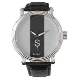 Monogram Twee Tone Modern Zwart en Grijs Horloge