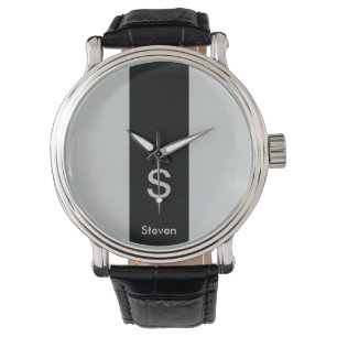 Monogram Twee Tone Modern Zwart en Grijs Horloge