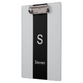 Monogram Twee Tone Modern Zwart en Grijs Klembord (Links)