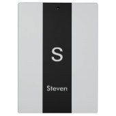 Monogram Twee Tone Modern Zwart en Grijs Klembord (Achterkant)