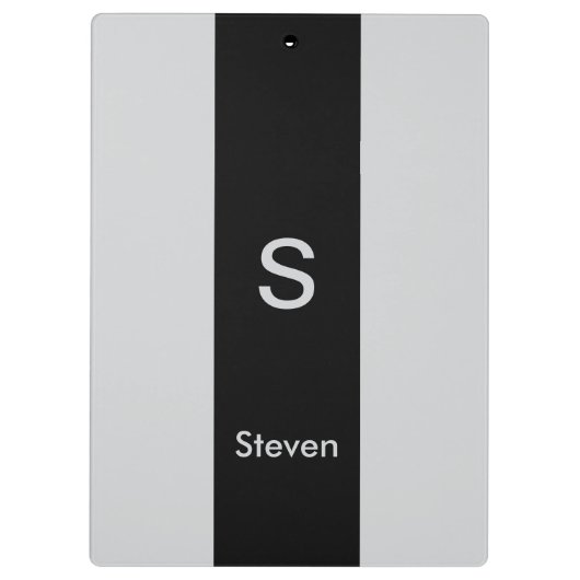 Monogram Twee Tone Modern Zwart en Grijs Klembord (Achterkant)