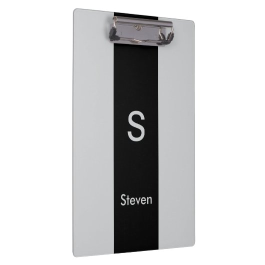 Monogram Twee Tone Modern Zwart en Grijs Klembord (Rechts)