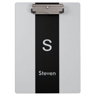 Monogram Twee Tone Modern Zwart en Grijs Klembord