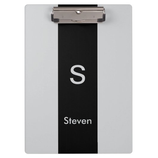 Monogram Twee Tone Modern Zwart en Grijs Klembord (Voorkant)