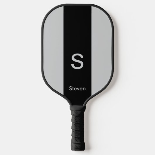 Monogram Twee Tone Modern Zwart en Grijs Pickleball Paddle (Voorkant)