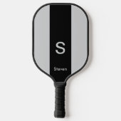 Monogram Twee Tone Modern Zwart en Grijs Pickleball Paddle (Achterkant)