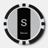 Monogram Twee Tone Modern Zwart en Grijs Poker Chips (Voorkant)