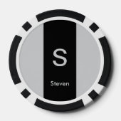 Monogram Twee Tone Modern Zwart en Grijs Poker Chips (Achterkant)
