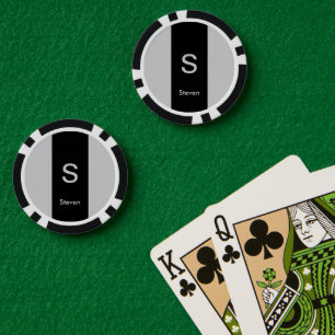 Monogram Twee Tone Modern Zwart en Grijs Poker Chips
