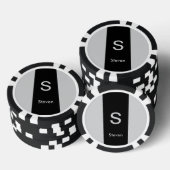 Monogram Twee Tone Modern Zwart en Grijs Poker Chips (Opstapeling)