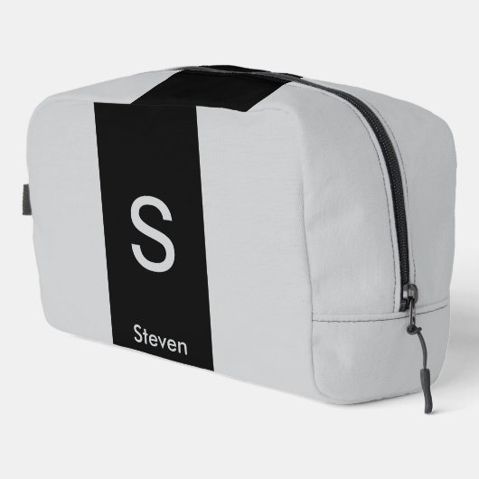 Monogram Twee Tone Modern Zwart en Grijs Toilettasje (Rechterhoek)