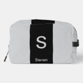 Monogram Twee Tone Modern Zwart en Grijs Toilettasje (Achterkant)