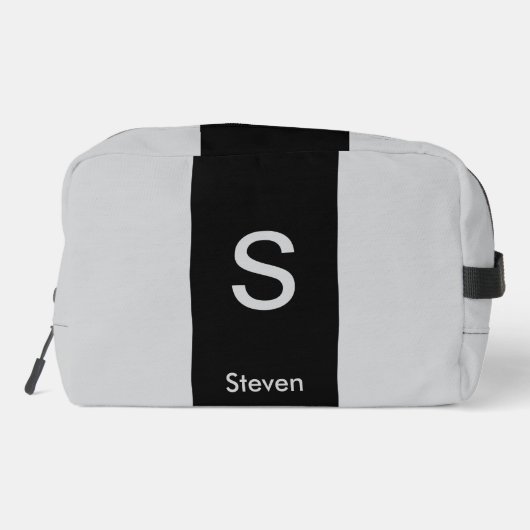 Monogram Twee Tone Modern Zwart en Grijs Toilettasje (Achterkant)