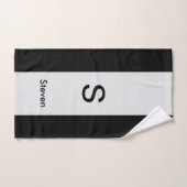 Monogram Twee Tone Modern Zwart en Lichtgrijs Bad Handdoek (Handdoek)