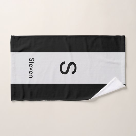 Monogram Twee Tone Modern Zwart en Lichtgrijs Bad Handdoek (Handdoek)