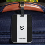 Monogram Twee Tone Modern Zwart en Lichtgrijs Bagagelabel<br><div class="desc">Een minimalistisch monogram ontwerp met een grijze streep in het midden met een monogram en jouw naam eronder. Het perfect aangepaste cadeau of accessoire!</div>