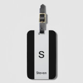 Monogram Twee Tone Modern Zwart en Lichtgrijs Bagagelabel (Voorkant (verticaal))