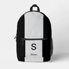 Monogram Twee Tone Modern Zwart en Lichtgrijs Bedrukte Rugzak