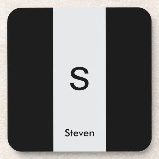 Monogram Twee Tone Modern Zwart en Lichtgrijs Bier Onderzetter (Voorkant)