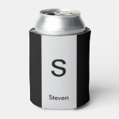 Monogram Twee Tone Modern Zwart en Lichtgrijs Blikjeskoeler (Blikje Voorkant)