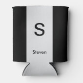 Monogram Twee Tone Modern Zwart en Lichtgrijs Blikjeskoeler (Voorkant)