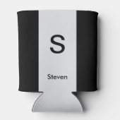 Monogram Twee Tone Modern Zwart en Lichtgrijs Blikjeskoeler (Achterkant)