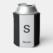 Monogram Twee Tone Modern Zwart en Lichtgrijs Blikjeskoeler (Blikje Achterkant)